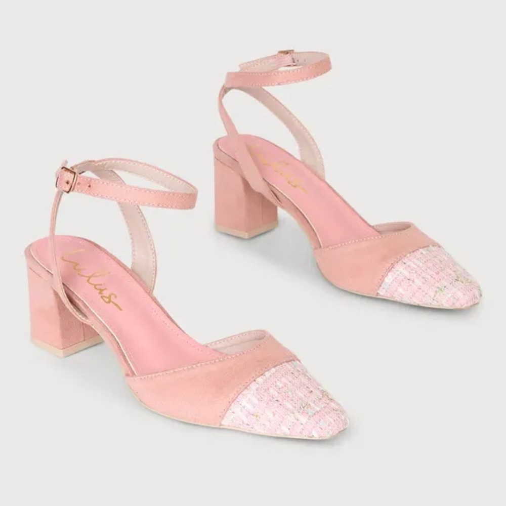 Elegant Pink Block Heel Sandals with Ankle Strap